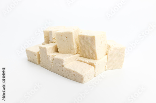 Bean curd on white background