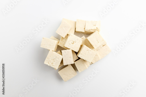 Bean curd on white background