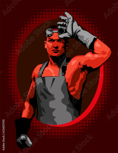 Leinwand Poster The smith. Industrial worker. Vector illustration