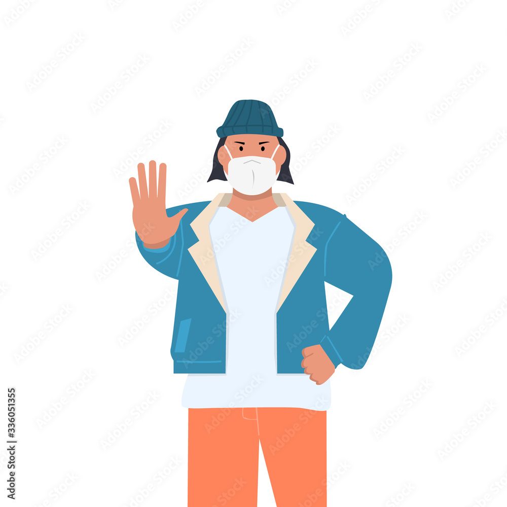 Man wearing face mask. Vector