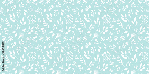 Flowers and branches seamless pattern  hand drawn vector floral background