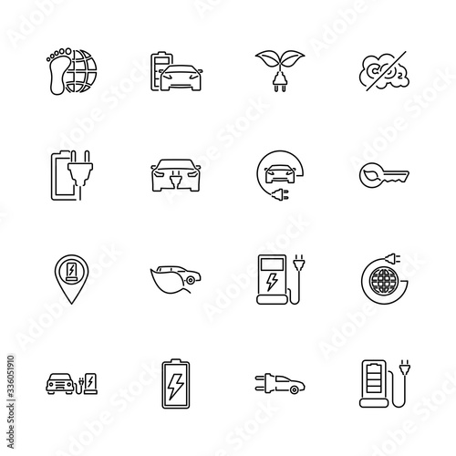 Fotografie Electro Car - Flat Vector Icons