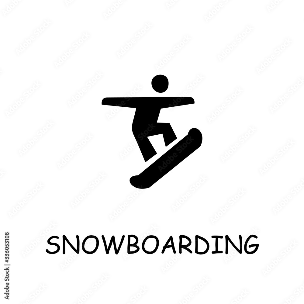 Snowboarding flat vector icon