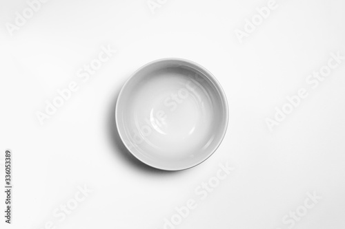 White ceramics Bowl isolated on white background. Top view.High-resolution photo.