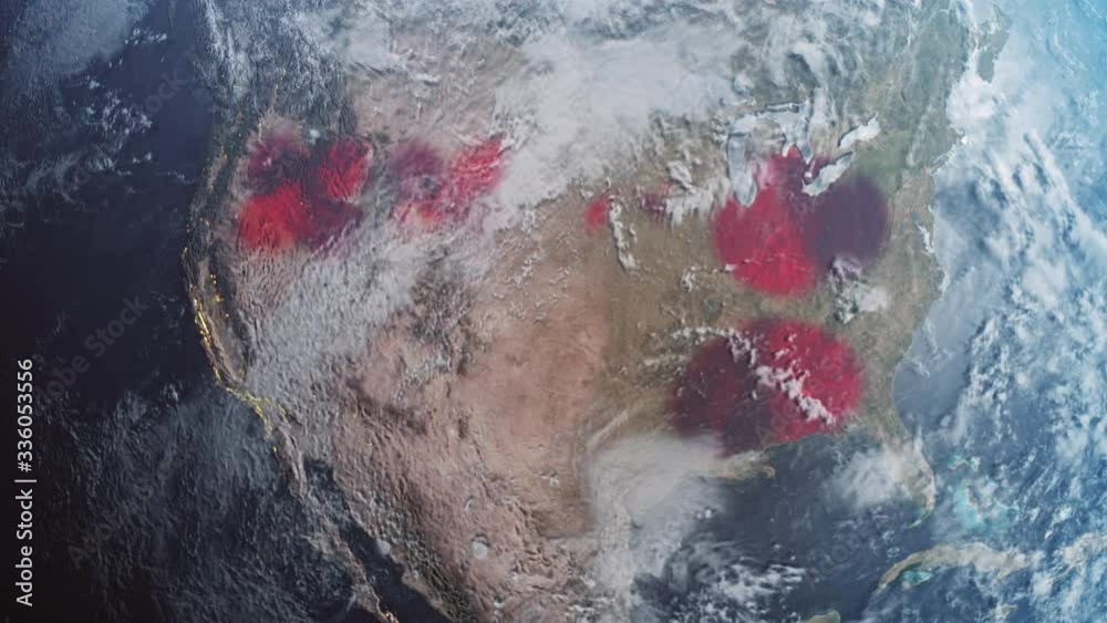 Virus Spreading On USA 3D Visualization of United States Map Pandemic 4K Virus Spreading On USA 3D Visualization of United States Map Pandemic 4K