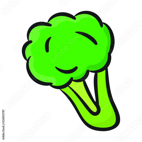 Iron rich vegetable, cauliflower icon in doodle style 