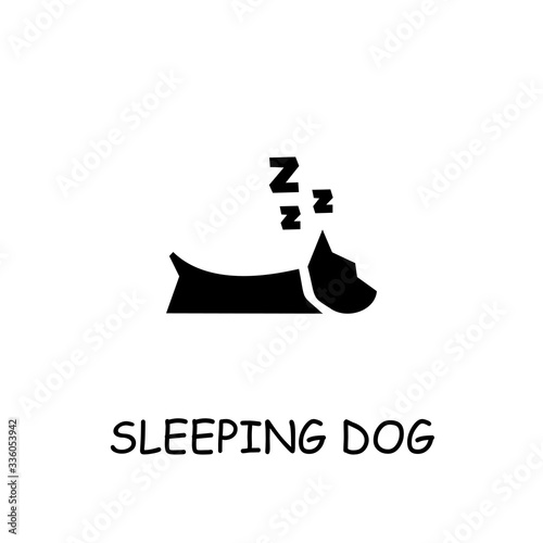 Sleeping dog flat vector icon