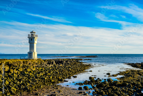 Beautiful Iceland lighthouse seascape