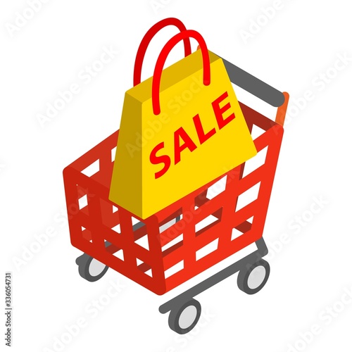 Online shopping icon. Isometric illustration of online shopping vector icon for web