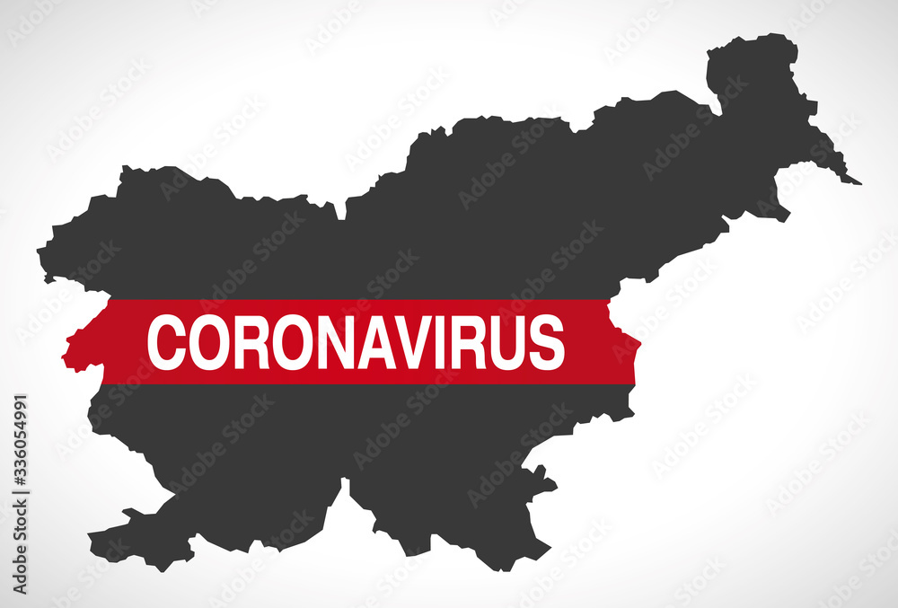 Slovenia map with Coronavirus warning illustration