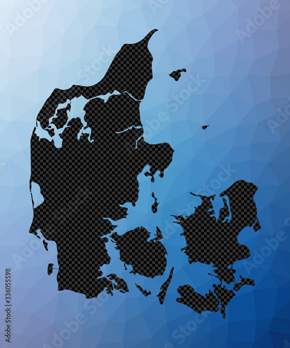 Denmark geometric map. Stencil shape of Denmark in low poly style. Attractive country vector illustration.