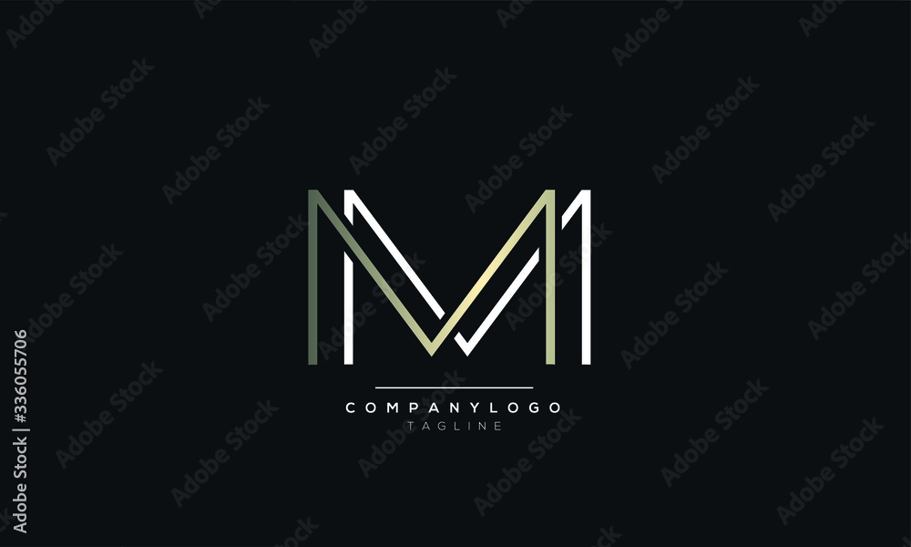 Abstract letter am logo design template, Black Alphabet initial