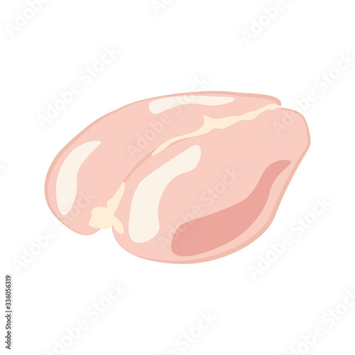 Chicken breast without skin, diet meat vector illustration