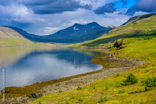 Beautiful rugged Iceland Fjord seascape