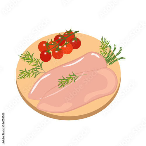 Chicken fillet, organic diet meat vector illustration