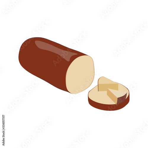 Smoked cheese organic dairy product vector illustration