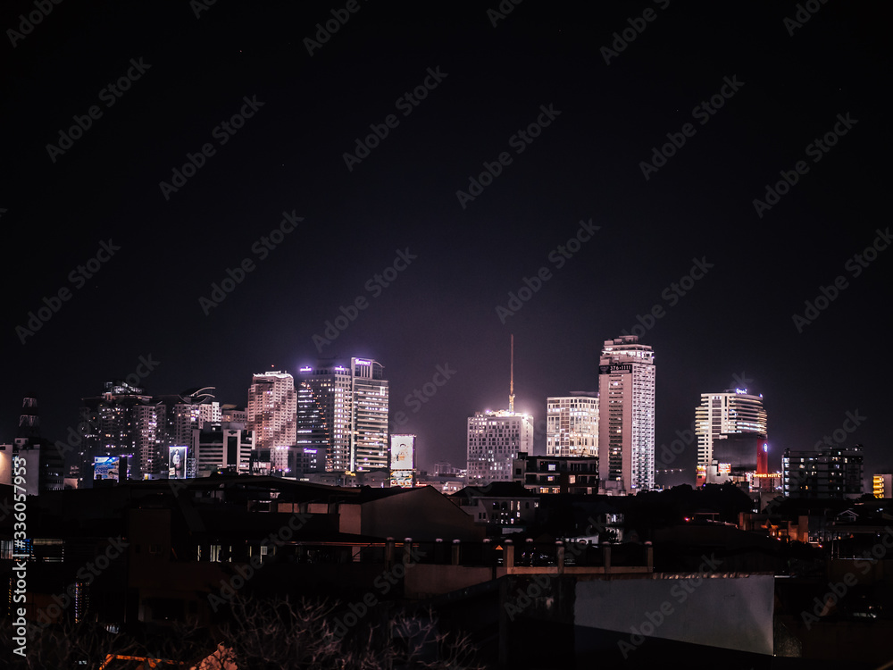 Skyline of Makati City in Metro Manila at night