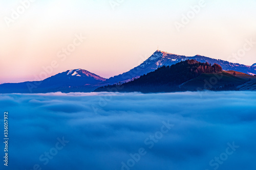 Sea of fog in front of Mount Rigi
