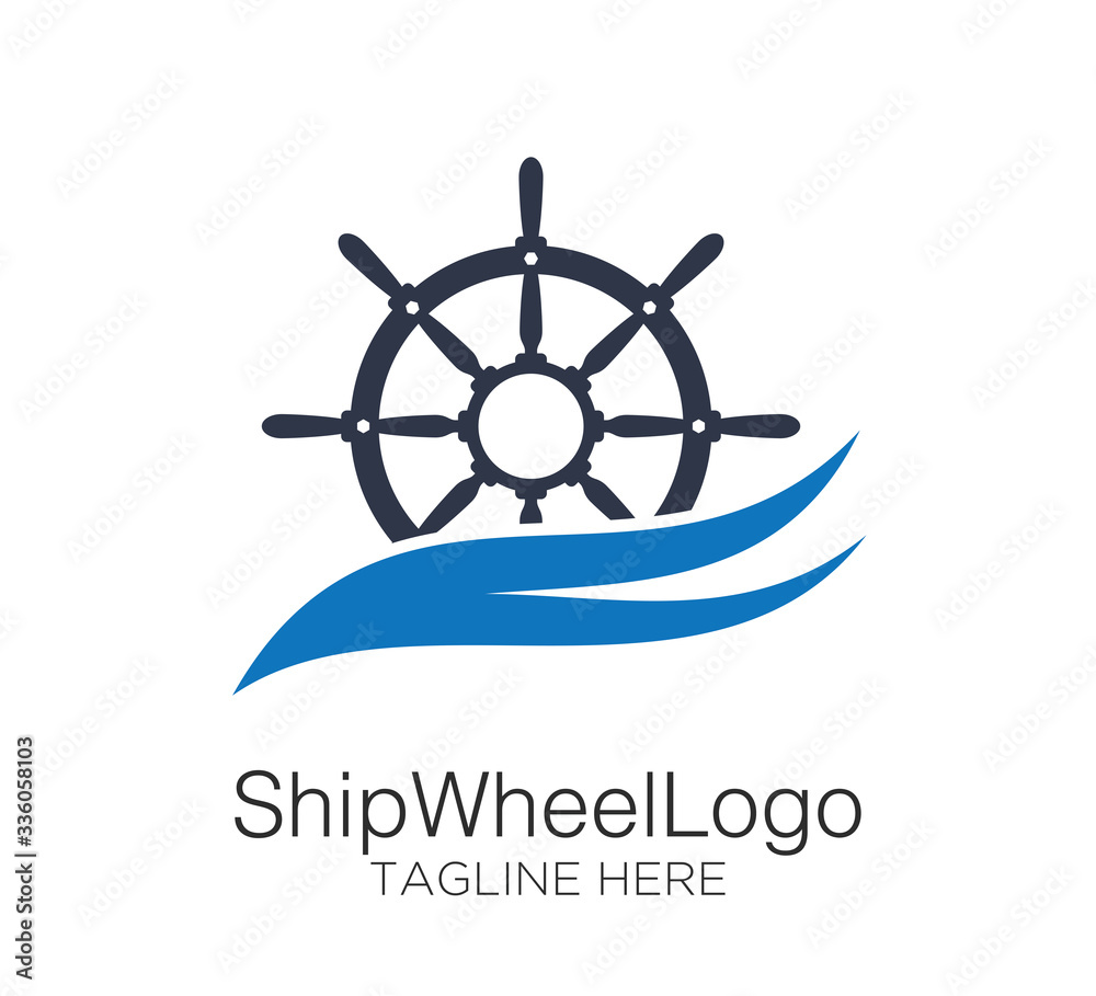 ship wheel logo vector design concept