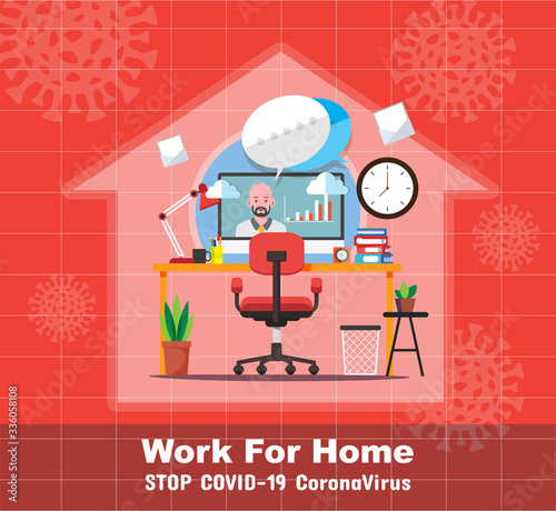 Working from home during Covid-19, Social distancing concept