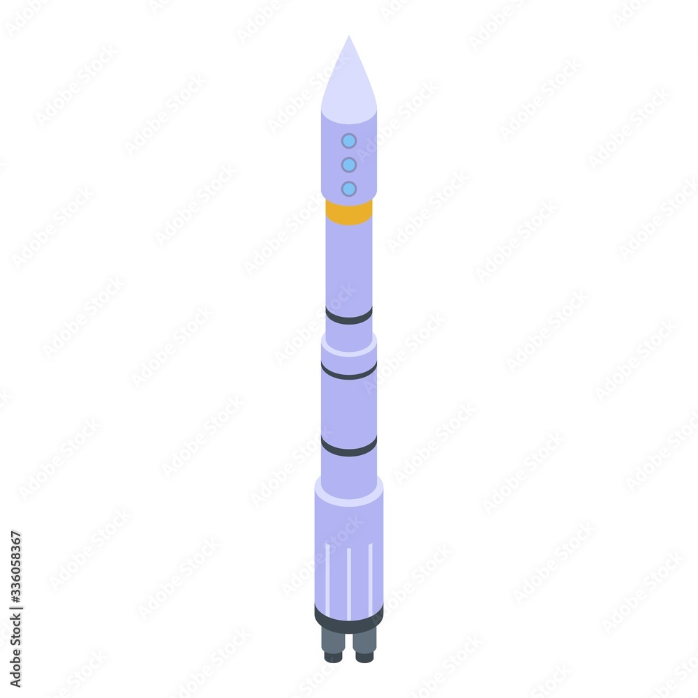Futuristic space rocket icon. Isometric of futuristic space rocket vector icon for web design isolated on white background Futuristic space rocket icon. Isometric of futuristic space rocket vector icon for web design isolated on white background