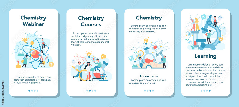 Chemistry studying on webinar or course mobile application banner
