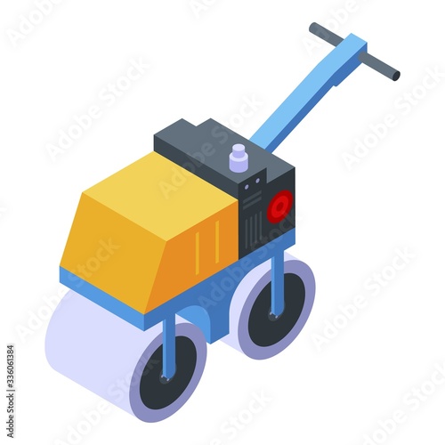 Small road roller icon. Isometric of small road roller vector icon for web design isolated on white background