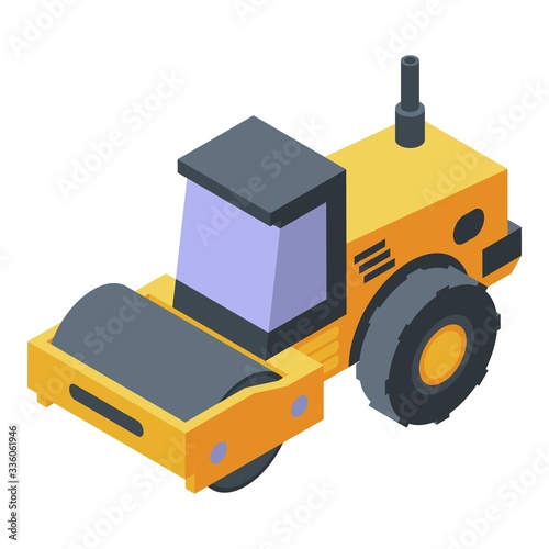 Road roller compactor icon. Isometric of road roller compactor vector icon for web design isolated on white background