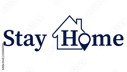 Stay at home with a slogan with a house as a pointer instead of a letter . Protection campaign or measure for coronavirus, COVID-19. Stay at home, Coronavirus, COVID-19 concept.