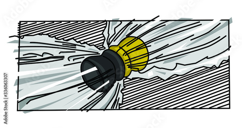 Two bullets crashed into each other comic style ideal for printing on a T-shirt