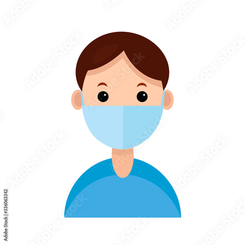 Vector illustration of a doctor, wearing mask to protecting from virus. covid-19,coronavirus.Flat icon style. photo