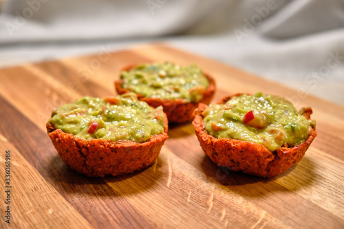 Lentil tartlets with guacamole