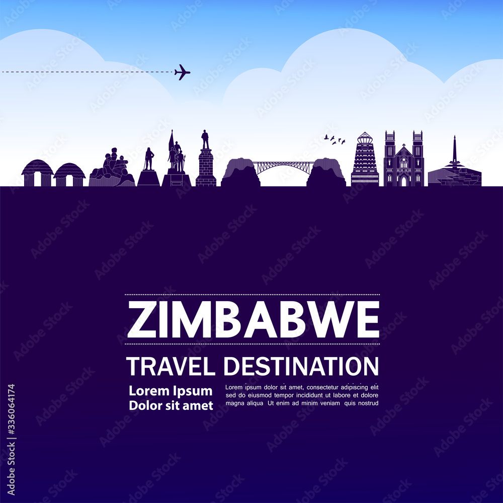 Zimbabwe travel destination grand vector illustration. 