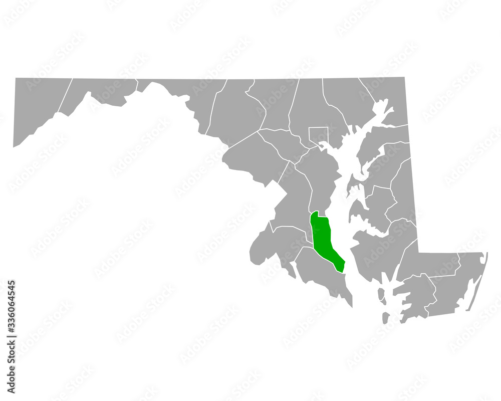 Obraz premium Karte von Calvert in Maryland