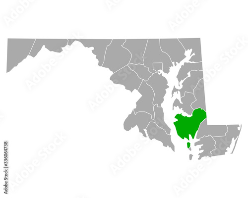 Karte von Dorchester in Maryland