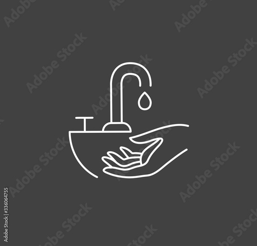 Hand hygiene line icon. Simple Minimal Pictogram. Personal hygiene, disease prevention and healthcare hand