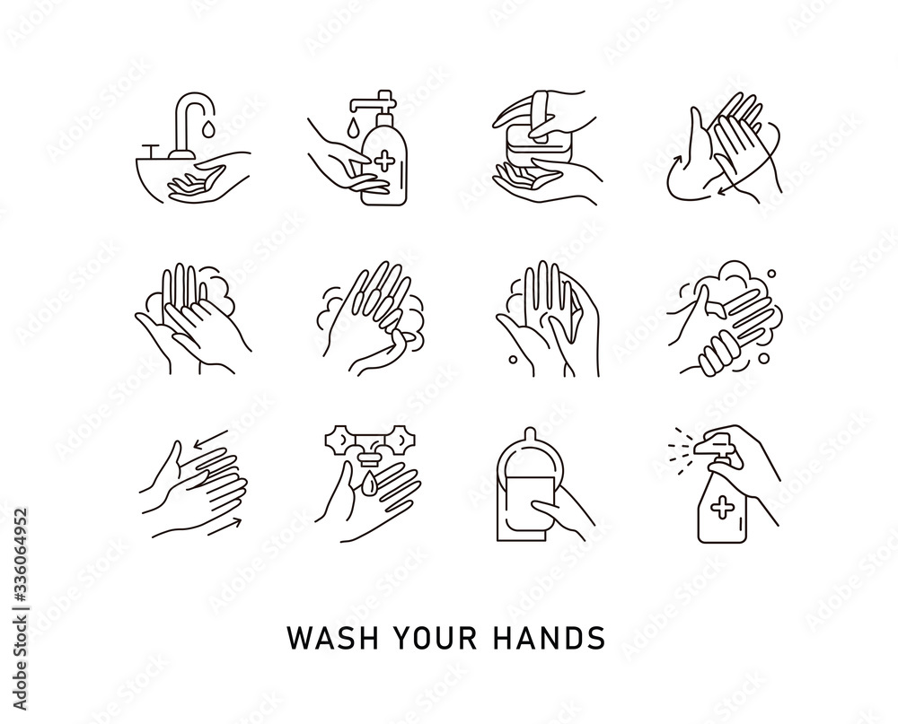 Personal hygiene hand washing simple line icon Vector Image