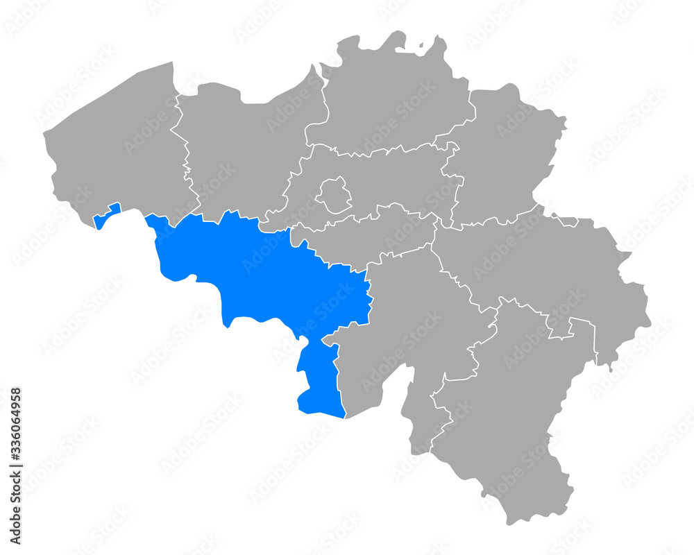 Karte von Hennegau in Belgien