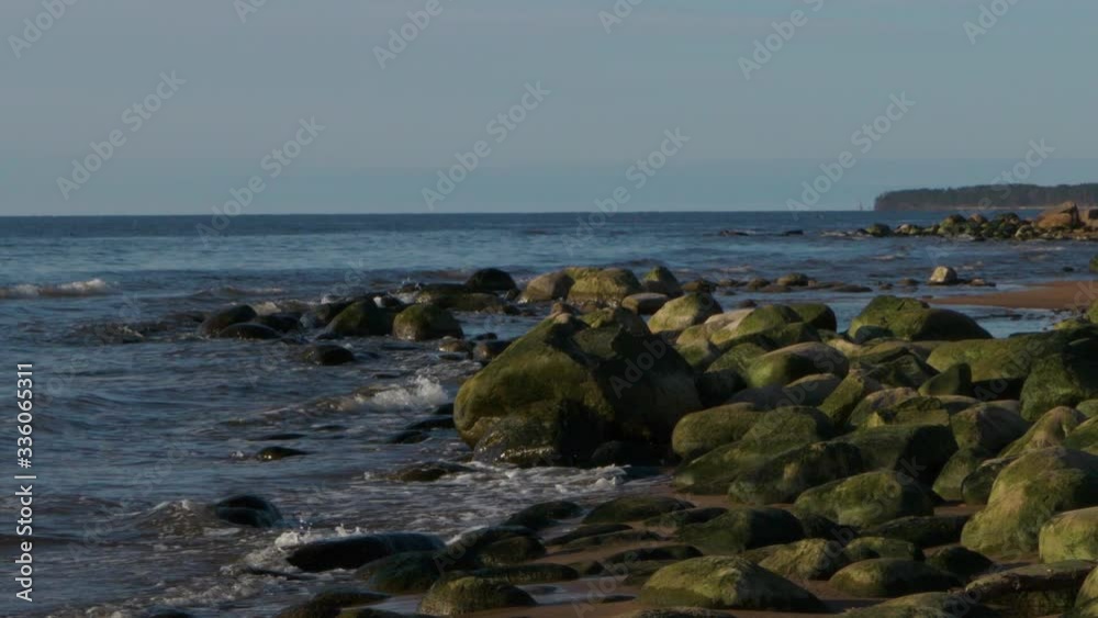 The sea shore on a beautiful sunset, slow motion The sea shore on a beautiful sunset, slow motion