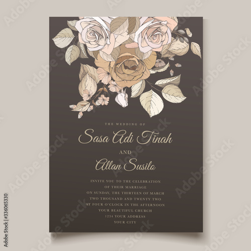 Luxury floral wedding invitation template