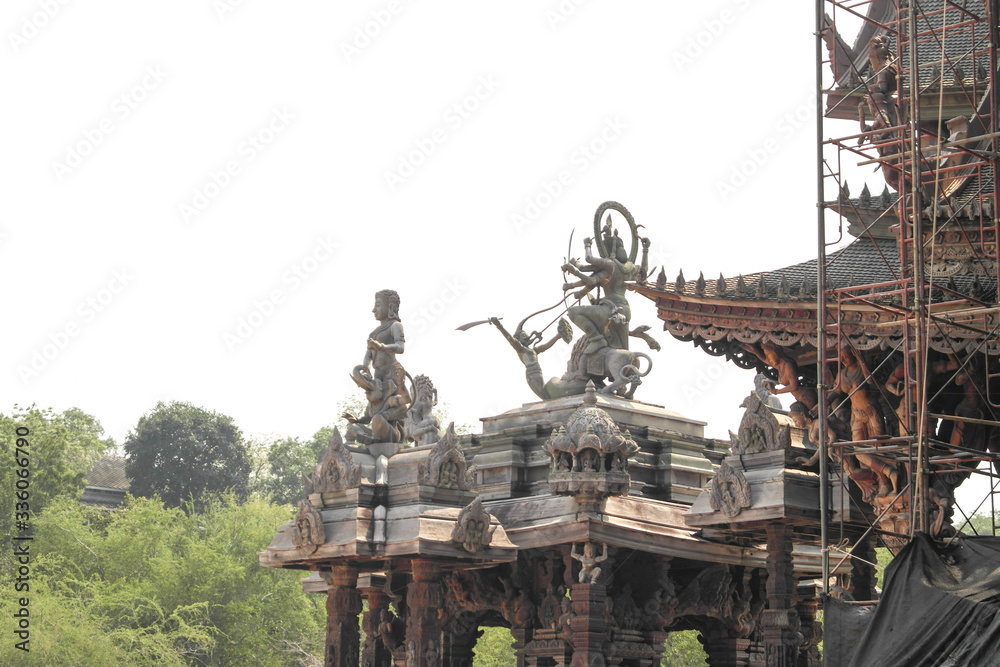 Fototapeta premium Wooden sculptures made without a single nail