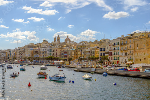 A view of the harbour and town of Sliema,Malta.
