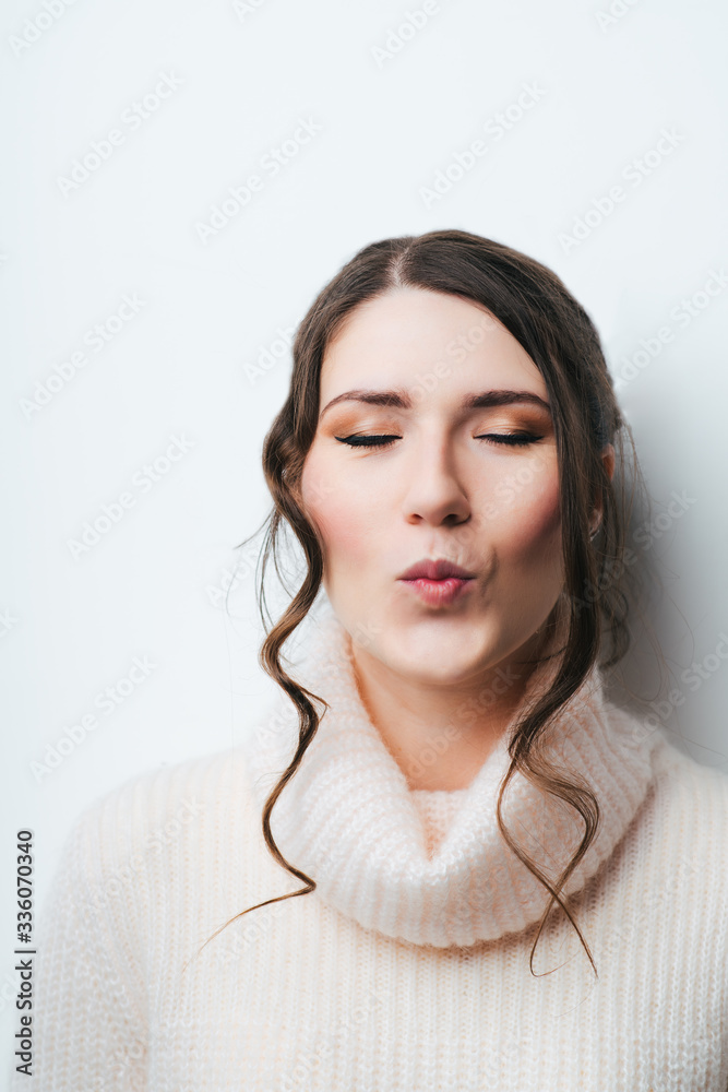 young girl with kissing gesture young girl with kissing gesture