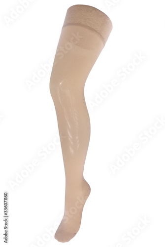 Closed toe stockings. Compression Hosiery. Medical stockings, tights, socks, calves and sleeves for varicose veins and venouse therapy. Clinical knits. Sock for sports isolated on white background