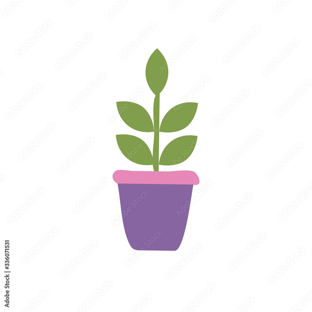 Plants in flower pot icon isolated on white background. Vector Illustration in cartoon style for graphic and web design Plants in flower pot icon isolated on white background. Vector Illustration in cartoon style for graphic and web design
