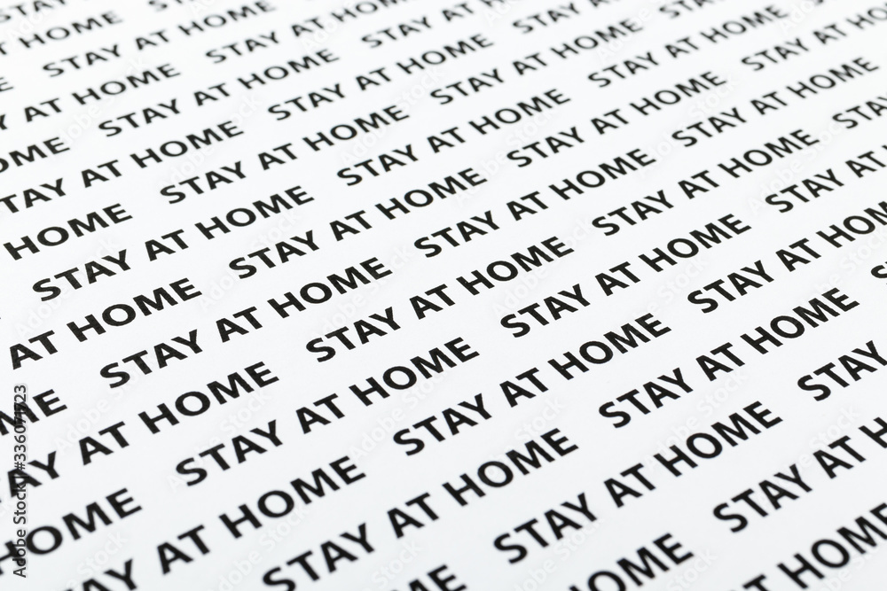 Black plain text on white paper about coronavirus outbreak. Quarantine. Stay at home. Black plain text on white paper about coronavirus outbreak. Quarantine. Stay at home.