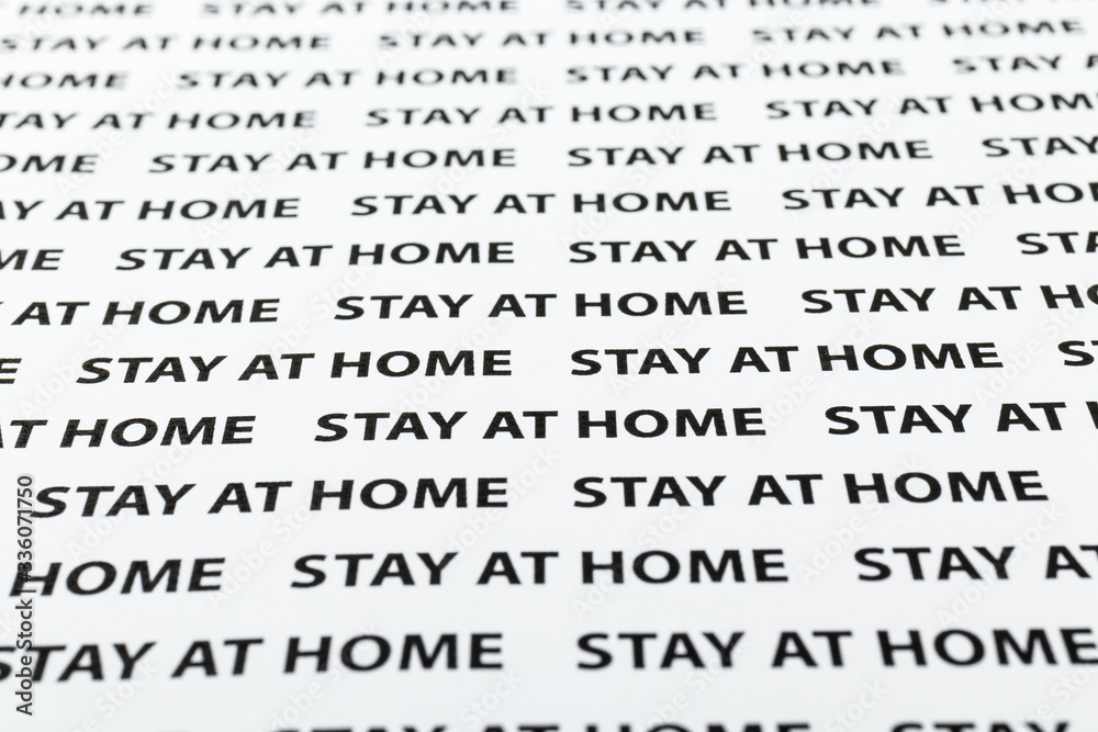 Black plain text on white paper about coronavirus outbreak. Quarantine. Stay at home. Black plain text on white paper about coronavirus outbreak. Quarantine. Stay at home.