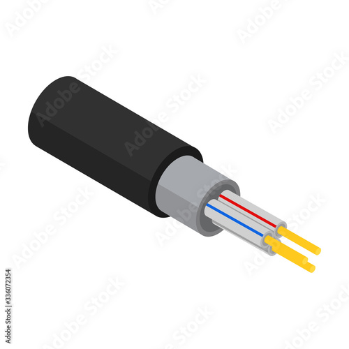 Fiber cable vector icon. Isometric vector icon isolated on white background fiber cable.