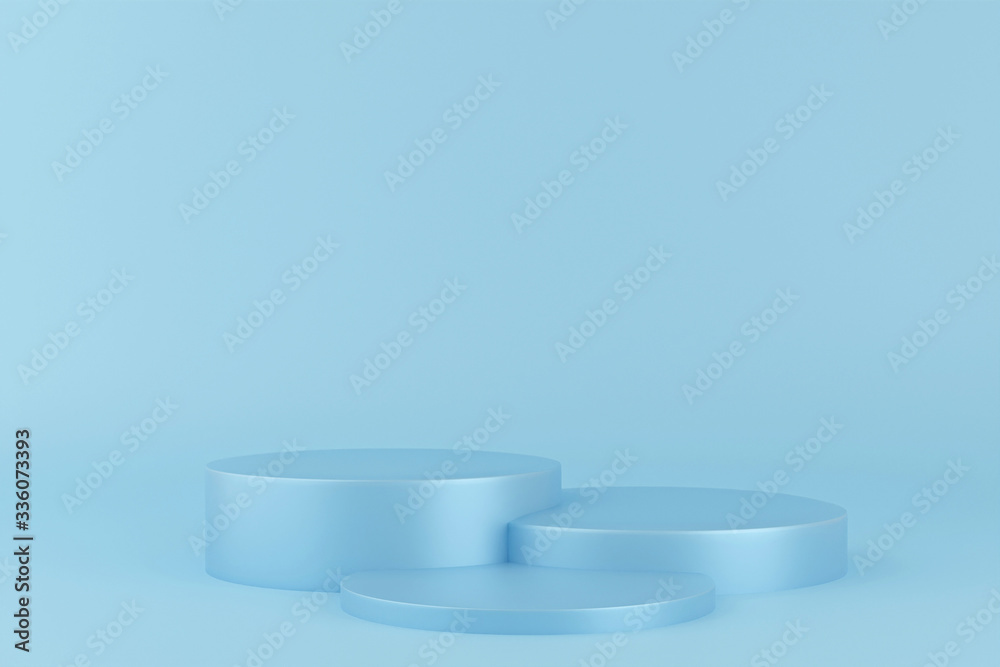 blue cylinder podiums on background. Abstract minimal scene with geometrical. Scene to show cosmetic products presentation. Mock up design empty space. Showcase, shopfront, display case,3d render blue cylinder podiums on background. Abstract minimal scene with geometrical. Scene to show cosmetic products presentation. Mock up design empty space. Showcase, shopfront, display case,3d render