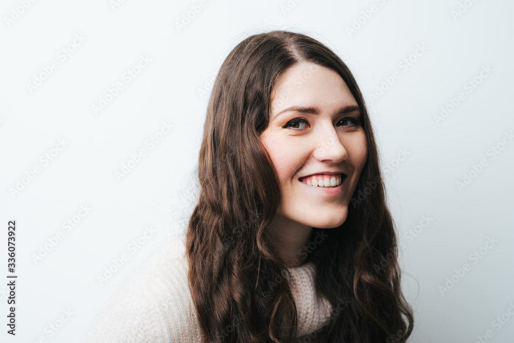 on a white background young girl with long hair on a white background young girl with long hair